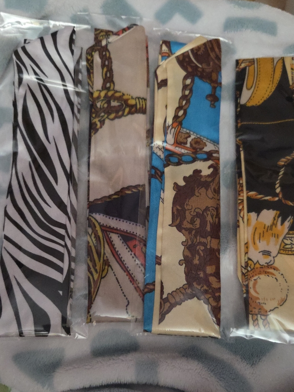 Twillies Silky Patterned Scarf Bundle - Zebra & Baroque Prints NWOT